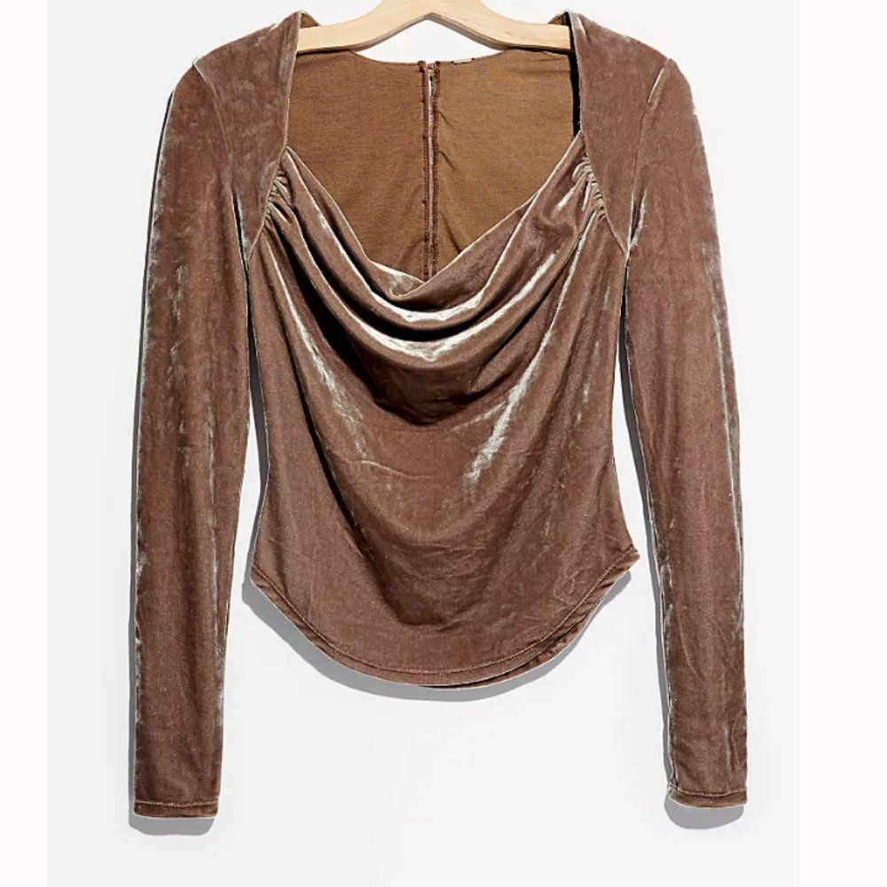Free People Brown Velvet Blouse